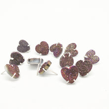 Load image into Gallery viewer, Purple Druzy Heart Stud Earrings